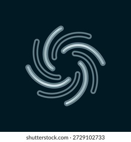 Icono de línea Tornado aislado sobre fondo negro. Ciclón, torbellino, embudo de tormenta, viento de huracán o ícono de Clima torcido. Estilo de contorno relleno plano con sombra. Vector