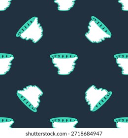 Icono de línea Tornado aislado sin patrón sobre fondo negro. Ciclón, torbellino, embudo de tormenta, viento de huracán o ícono de Clima torcido.  Vector