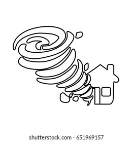 line tornado taking and destruction a house