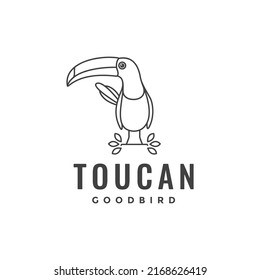 line toucan bird with branch tree logo design vector graphic symbol icon illustration creative idea