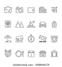 Line Tourism And Travel Icons - Vector Icon Set
