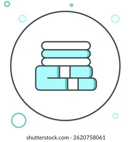 Line Towel stack icon isolated on white background. Colorful outline concept. Vector