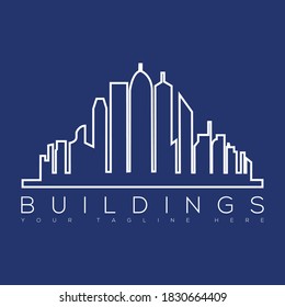 line town with blue back ground logo