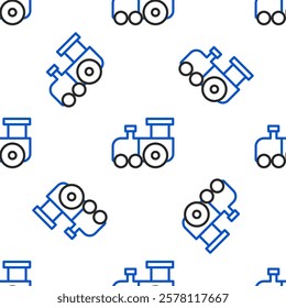 Line Toy train icon isolated seamless pattern on white background. Colorful outline concept. Vector