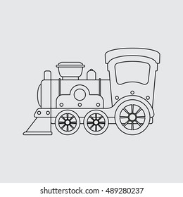 Line toy train vector illustration. Line style.