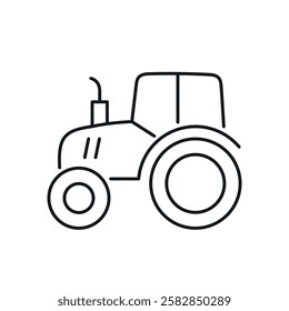 Line tractor icon. Gardening, farming, agriculture, rural life. Editable stroke
