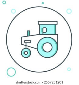 Line Tractor icon isolated on white background. Colorful outline concept. Vector