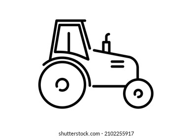 Icono del camión tractor de línea.  Signo vectorial del tractor de granja. logotipo del agricultor 