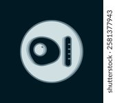 Line Traditional british breakfast, fried eggs with sausage icon isolated on black background. Flat filled outline style with shadow. Vector