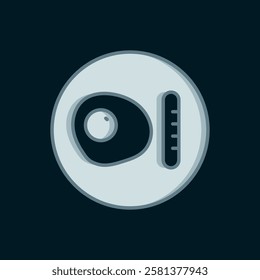 Line Traditional british breakfast, fried eggs with sausage icon isolated on black background. Flat filled outline style with shadow. Vector