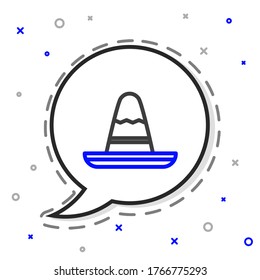 Line Traditional mexican sombrero hat icon isolated on white background. Colorful outline concept. Vector Illustration