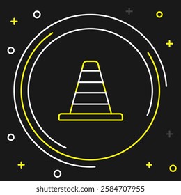 Line Traffic cone icon isolated on black background. Colorful outline concept. Vector