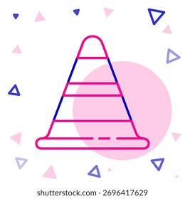 Icono de cono de tráfico de línea aislado sobre fondo blanco. Concepto de contorno colorido. Ilustración vectorial