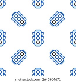Line Traffic light icon isolated seamless pattern on white background. Colorful outline concept. Vector