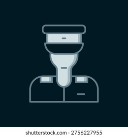Line Train conductor icon isolated on black background. Flat filled outline style with shadow. Vector