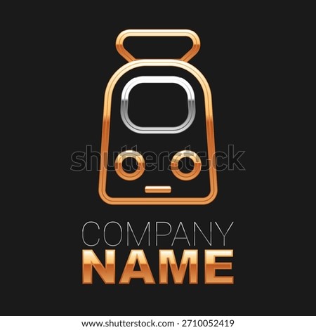 Line Train and railway icon isolated on black background. Public transportation symbol. Subway train transport. Metro underground. Colorful outline concept. Vector