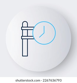 Line Train station clock icon isolated on white background. Colorful outline concept. Vector