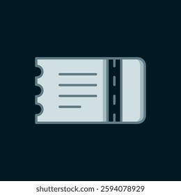 Line Train ticket icon isolated on black background. Travel by railway. Flat filled outline style with shadow. Vector