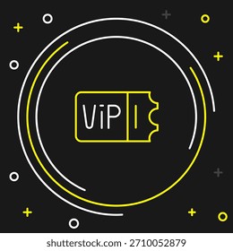 Ticketsymbol für den Linienzug einzeln auf schwarzem Hintergrund. Reisen mit der Eisenbahn. Farbiges Umrisskonzept Vektorgrafik
