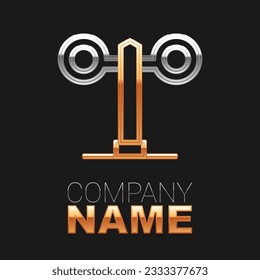 Line Train traffic light icon isolated on black background. Traffic lights for the railway to regulate the movement of trains. Colorful outline concept. Vector