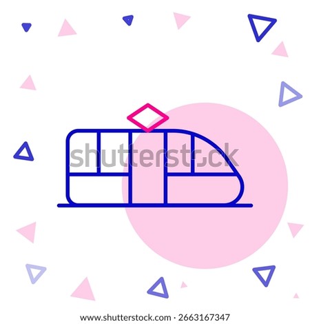 Line Tram and railway icon isolated on white background. Public transportation symbol. Colorful outline concept. Vector