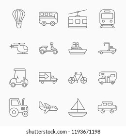 line transport icons on a white background