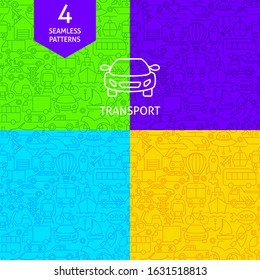 Line Transport Patterns. Vector Illustration of Outline Background.