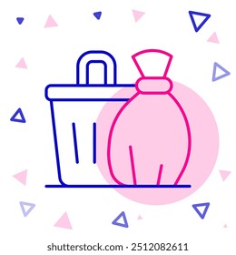 Icono de la papelera de línea aislado sobre fondo blanco. Cartel de la papelera. Icono de la cesta de reciclaje. Icono de papelera de oficina. Concepto de contorno colorido. Vector