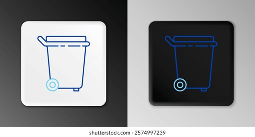 Line Trash can icon isolated on grey background. Garbage bin sign. Recycle basket icon. Office trash icon. Colorful outline concept. Vector