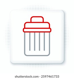 Line Trash can icon isolated on white background. Garbage bin sign. Recycle basket icon. Office trash icon. Colorful outline concept. Vector