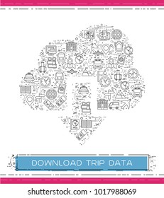 Line travel icons are grouped in Cloud download