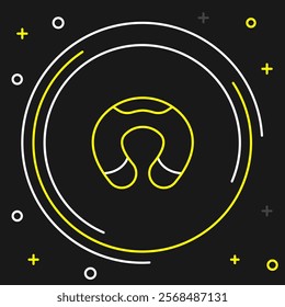 Line Travel neck pillow icon isolated on black background. Pillow U-shaped. Colorful outline concept. Vector