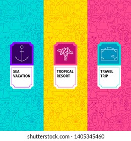 Line Travel Package Labels. Template for Packaging Design.