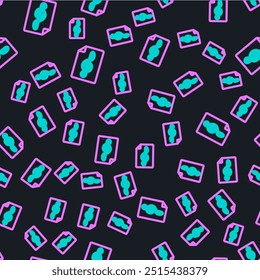 Stricheltreble-Symbol, isoliertes nahtloses Muster auf schwarzem Hintergrund.  Vektorgrafik