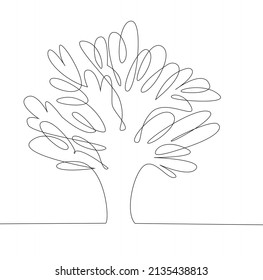 Line tree continuous vector illustration graphic on white background