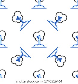 El árbol de líneas en el icono de tierra aisló un patrón transparente en el fondo blanco. Símbolo de bosque. Concepto de esquema colorido. Vector