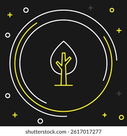 Line Tree icon isolated on black background. Forest symbol. Colorful outline concept. Vector