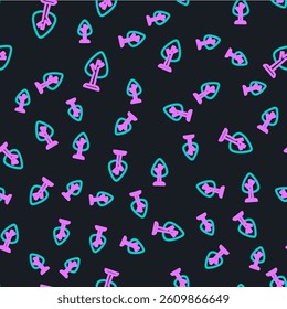 Line Tree icon isolated seamless pattern on black background. Forest symbol.  Vector