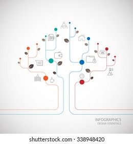 Line Tree Info Graphic Design.