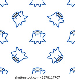 Line Tree stump icon isolated seamless pattern on white background. Colorful outline concept. Vector
