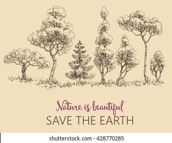 Line of trees, Save the Earth card