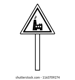 line triangle caution emblem factory pollution