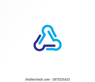 Line triangle icon design template. Blue line shape logo