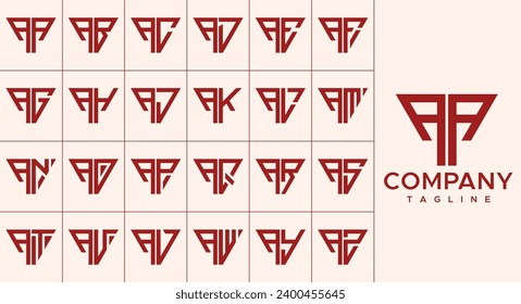 Line triangle letter A AA logo design set