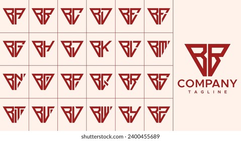 Line triangle letter B BB logo design set