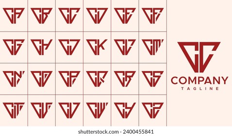 Liniendreieck-Buchstaben C CC Logo-Design-Set