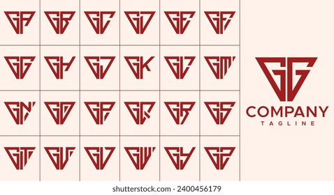 Line triangle letter G GG logo design set