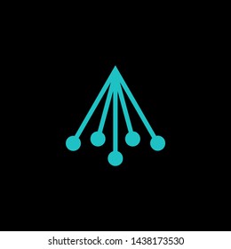 line triangle logo with a circle below