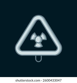 Line Triangle sign with radiation symbol icon isolated on black background. Flat filled outline style with shadow. Vector
