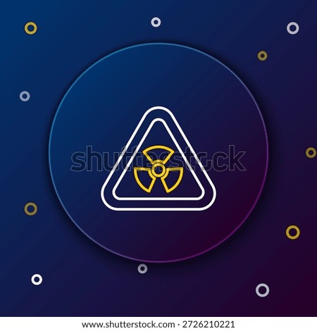 Line Triangle sign with radiation symbol icon isolated on blue background. Colorful outline concept. Vector